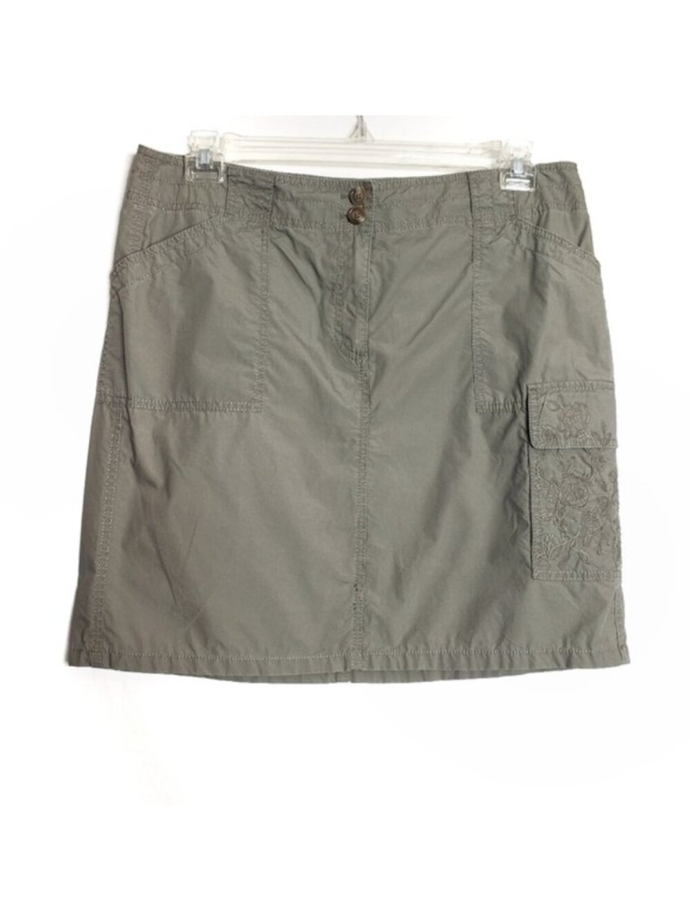 Ann Taylor Green Y2K Floral Embroidered Cargo Pocket Mini Skirt Women's Size 14